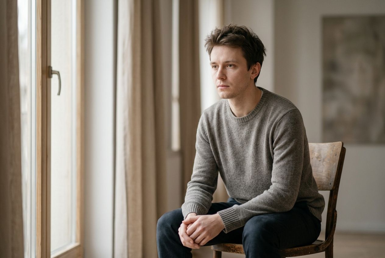 Мужчина сидит в растерянности